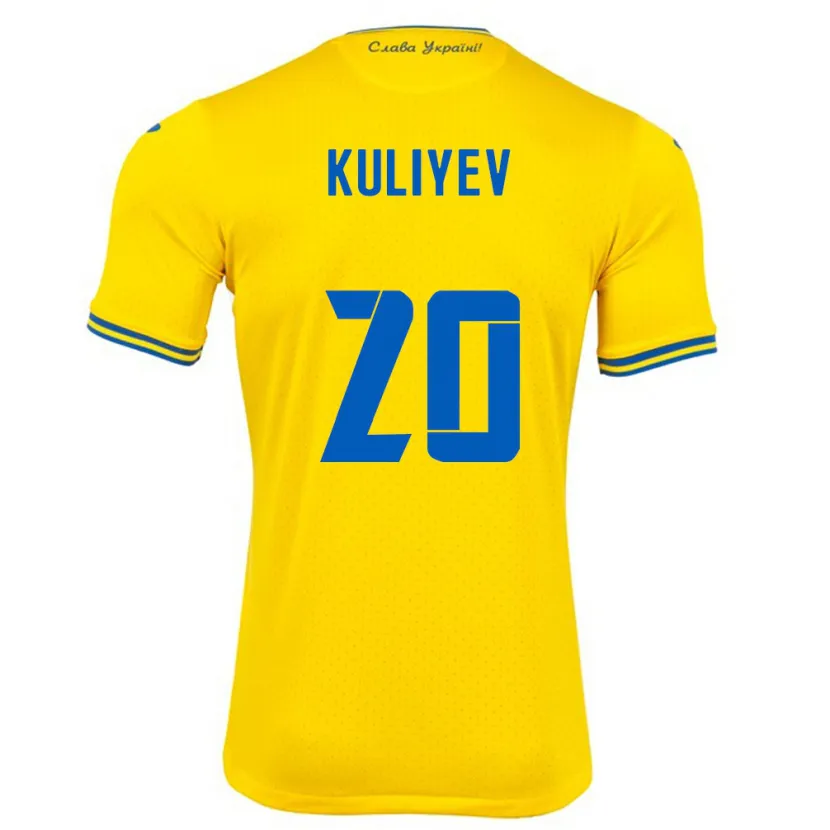 Danxen Mænd Ukraine Eldar Kuliyev #20 Gul Hjemmebane Spillertrøjer 24-26 Trøje T-Shirt