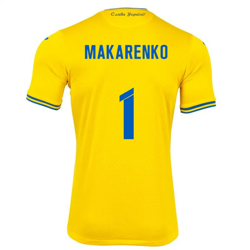 Danxen Mænd Ukraine Nazar Makarenko #1 Gul Hjemmebane Spillertrøjer 24-26 Trøje T-Shirt