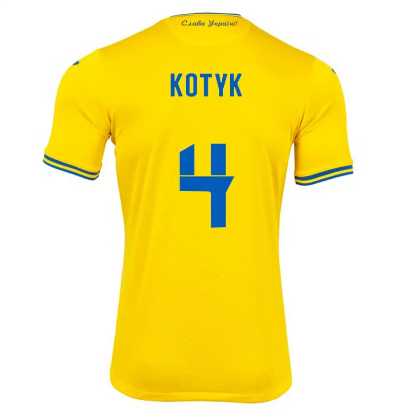 Danxen Mænd Ukraine Yana Kotyk #4 Gul Hjemmebane Spillertrøjer 24-26 Trøje T-Shirt