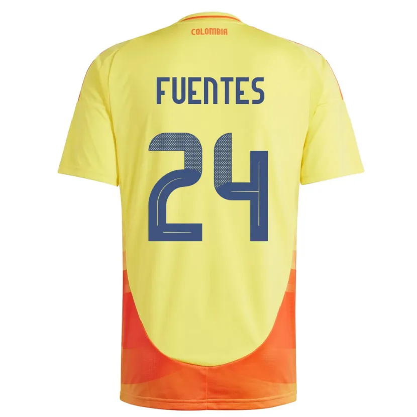 Danxen Mænd Colombia Gabriel Fuentes #24 Gul Hjemmebane Spillertrøjer 24-26 Trøje T-Shirt