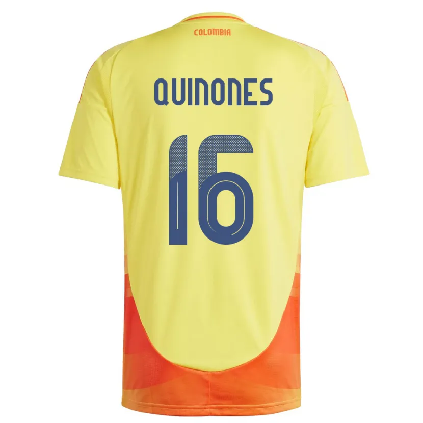 Danxen Mænd Colombia Nelson Quiñónes #16 Gul Hjemmebane Spillertrøjer 24-26 Trøje T-Shirt