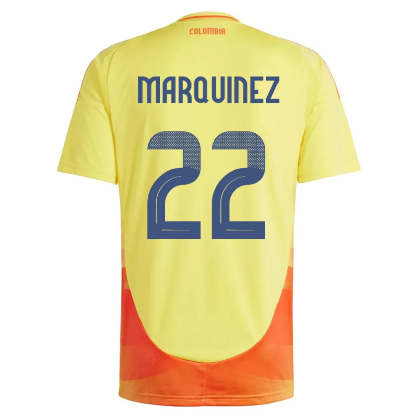 Danxen Mænd Colombia Luis Marquinez #22 Gul Hjemmebane Spillertrøjer 24-26 Trøje T-Shirt