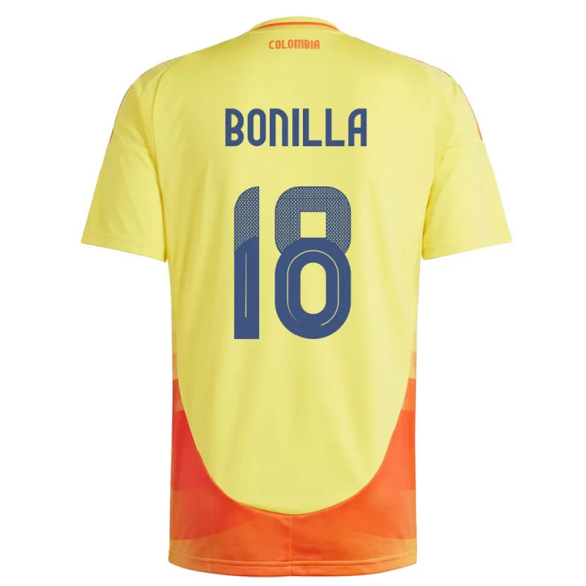 Danxen Mænd Colombia Wendy Bonilla #18 Gul Hjemmebane Spillertrøjer 24-26 Trøje T-Shirt