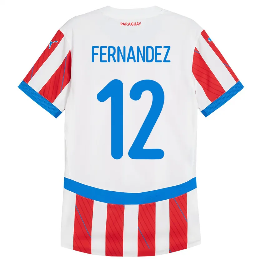 Danxen Mænd Paraguay Gatito Fernández #12 Hvid Rød Hjemmebane Spillertrøjer 24-26 Trøje T-Shirt