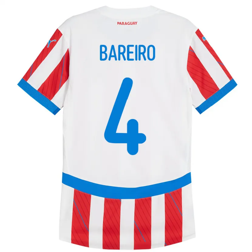 Danxen Mænd Paraguay Daysy Bareiro #4 Hvid Rød Hjemmebane Spillertrøjer 24-26 Trøje T-Shirt