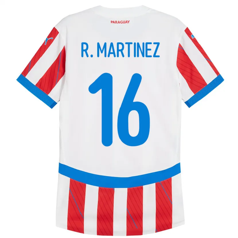 Danxen Mænd Paraguay Ramona Martínez #16 Hvid Rød Hjemmebane Spillertrøjer 24-26 Trøje T-Shirt