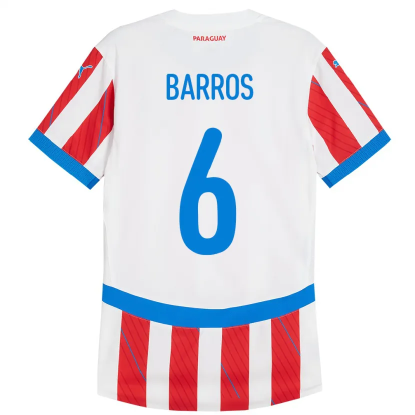Danxen Mænd Paraguay Natalia Barros #6 Hvid Rød Hjemmebane Spillertrøjer 24-26 Trøje T-Shirt