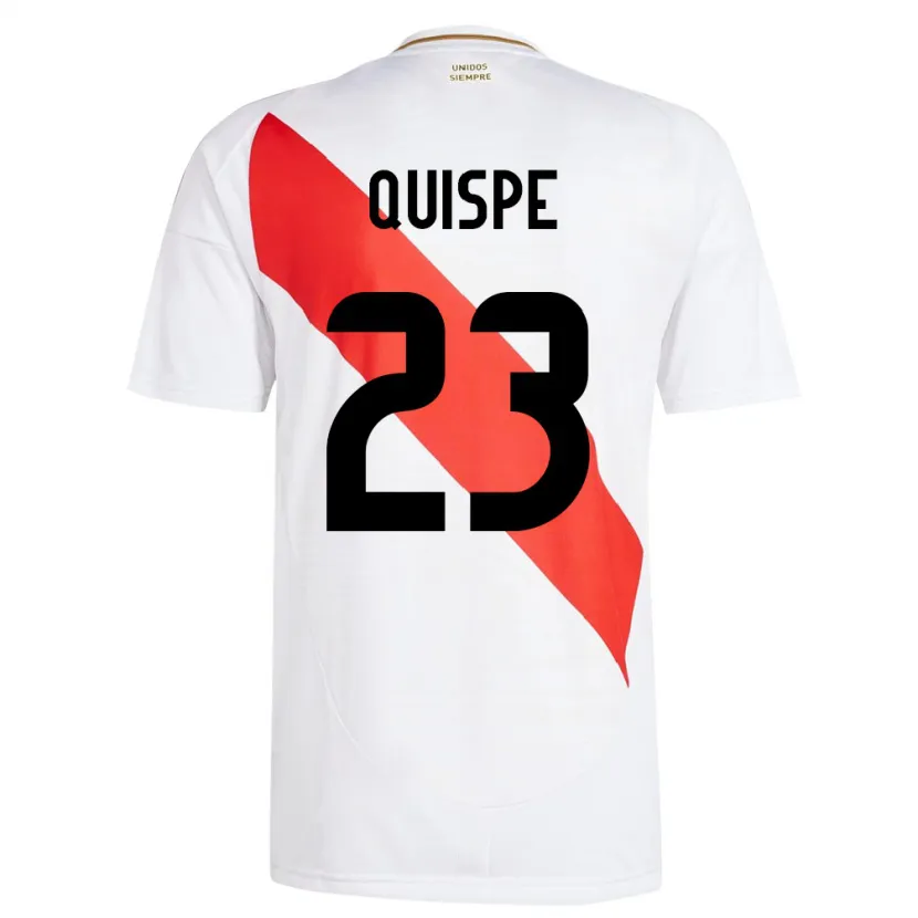 Danxen Mænd Peru Piero Quispe #23 Hvid Hjemmebane Spillertrøjer 24-26 Trøje T-Shirt