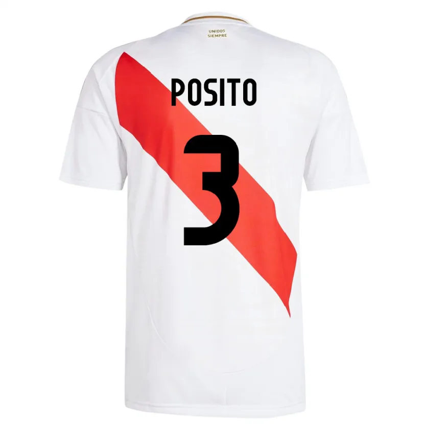 Danxen Mænd Peru Alejandro Pósito #3 Hvid Hjemmebane Spillertrøjer 24-26 Trøje T-Shirt
