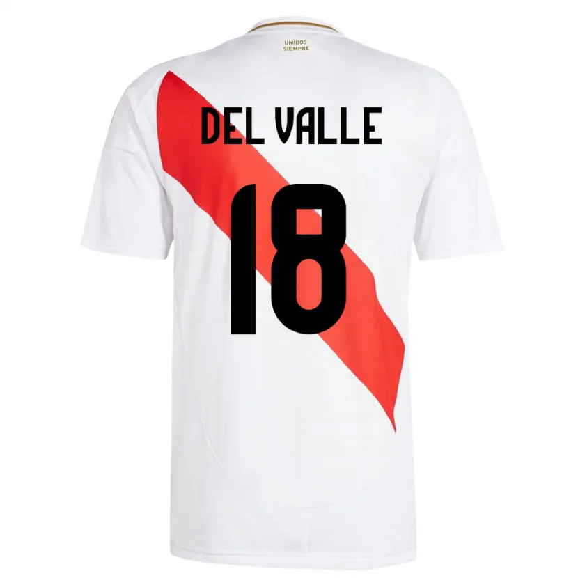Danxen Mænd Peru Yamir Del Valle #18 Hvid Hjemmebane Spillertrøjer 24-26 Trøje T-Shirt