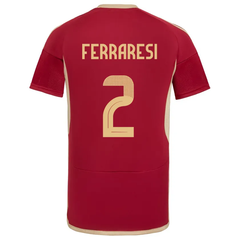 Danxen Mænd Venezuela Nahuel Ferraresi #2 Bourgogne Hjemmebane Spillertrøjer 24-26 Trøje T-Shirt