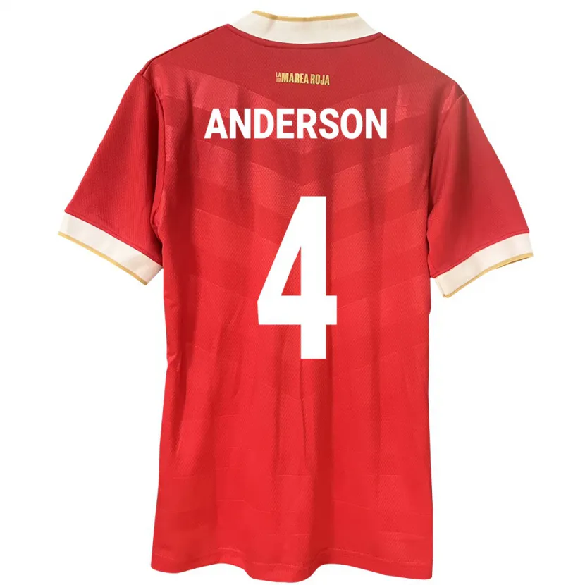 Danxen Mænd Panama Eduardo Anderson #4 Rød Hjemmebane Spillertrøjer 24-26 Trøje T-Shirt
