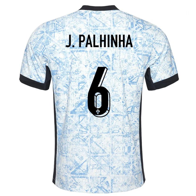 Danxen Mænd Portugal Joao Palhinha #6 Creme Blå Udebane Spillertrøjer 24-26 Trøje T-Shirt