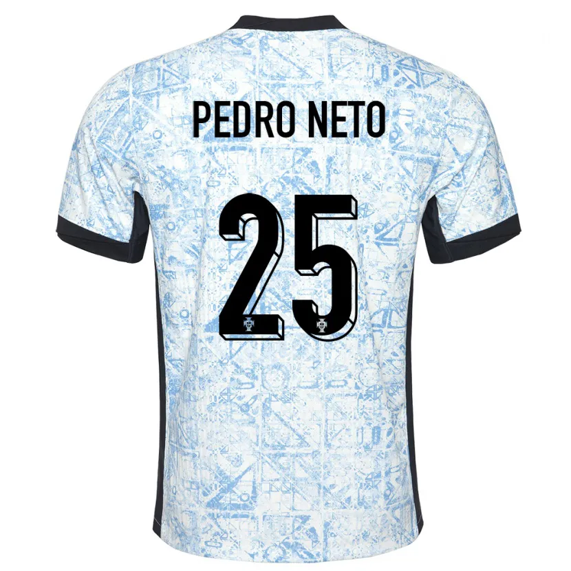 Danxen Mænd Portugal Pedro Neto #25 Creme Blå Udebane Spillertrøjer 24-26 Trøje T-Shirt
