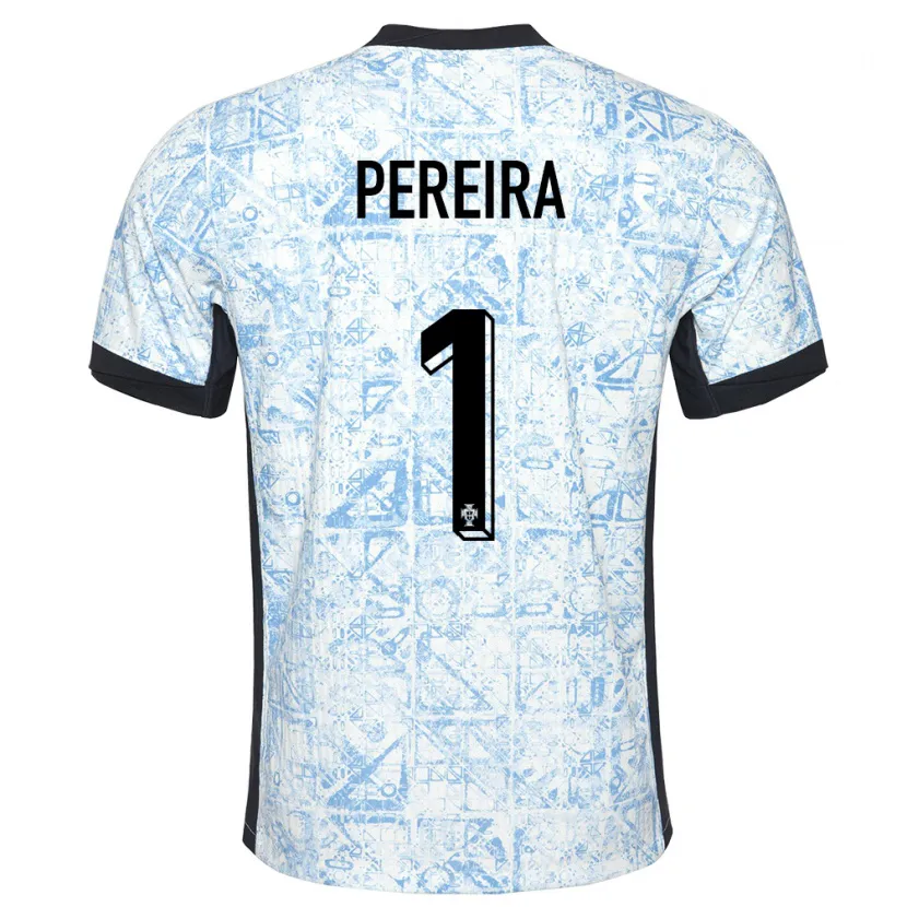 Danxen Mænd Portugal Ines Pereira #1 Creme Blå Udebane Spillertrøjer 24-26 Trøje T-Shirt