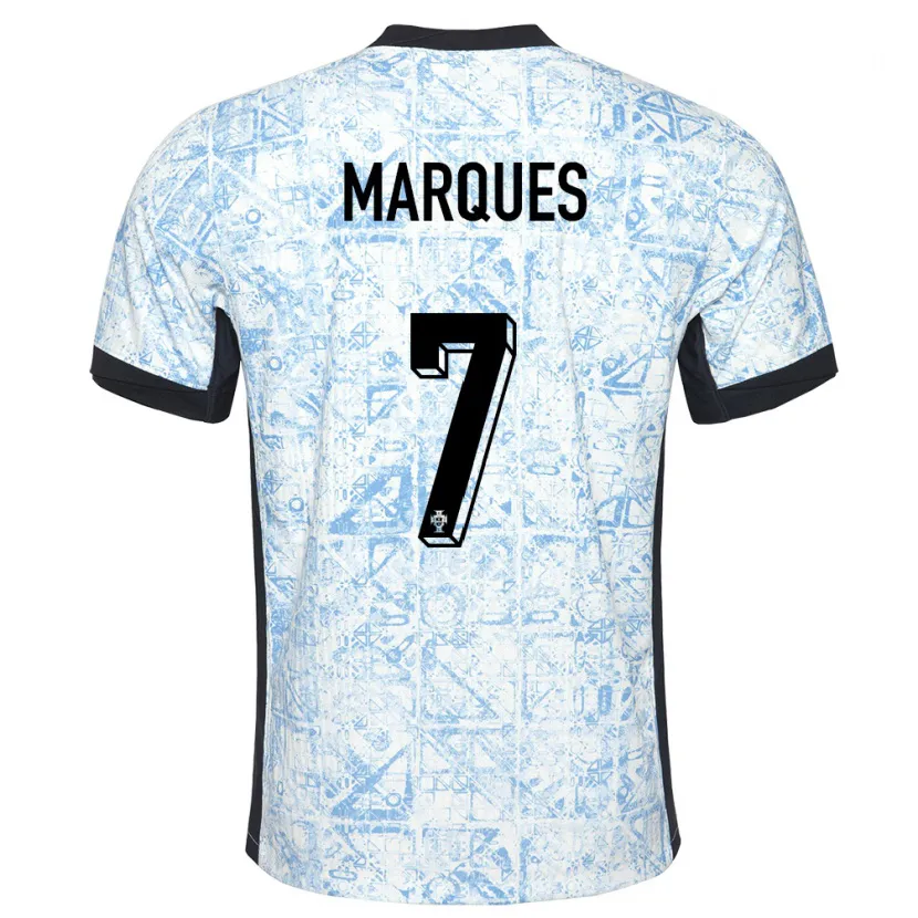 Danxen Mænd Portugal Vanessa Marques #7 Creme Blå Udebane Spillertrøjer 24-26 Trøje T-Shirt