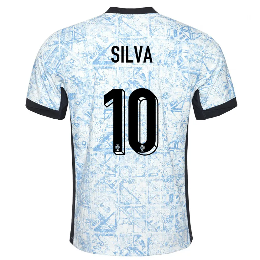 Danxen Mænd Portugal Jessica Silva #10 Creme Blå Udebane Spillertrøjer 24-26 Trøje T-Shirt