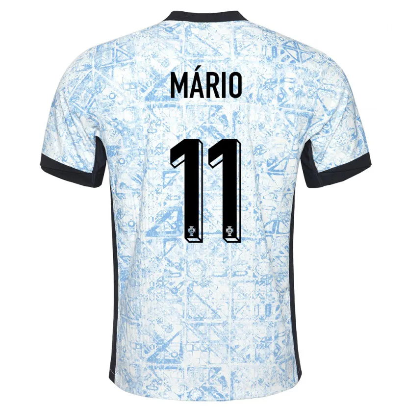 Danxen Mænd Portugal Joao Mario #11 Creme Blå Udebane Spillertrøjer 24-26 Trøje T-Shirt