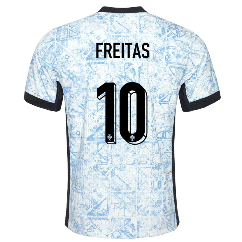 Danxen Mænd Portugal Tiago Freitas #10 Creme Blå Udebane Spillertrøjer 24-26 Trøje T-Shirt