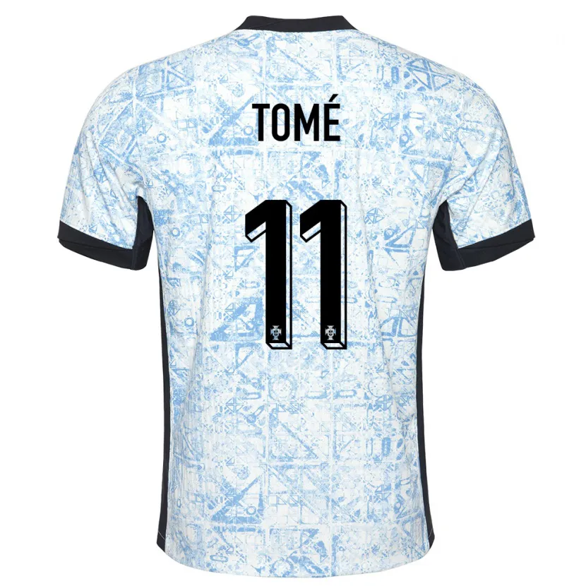 Danxen Mænd Portugal Olivio Tome #11 Creme Blå Udebane Spillertrøjer 24-26 Trøje T-Shirt