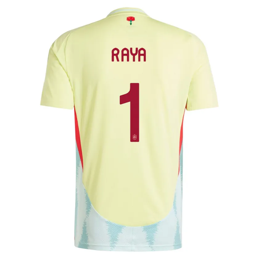 Danxen Mænd Spanien David Raya #1 Gul Udebane Spillertrøjer 24-26 Trøje T-Shirt
