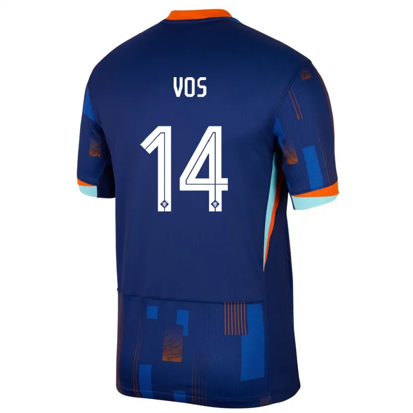 Danxen Mænd Holland Silvano Vos #14 Blå Udebane Spillertrøjer 24-26 Trøje T-Shirt