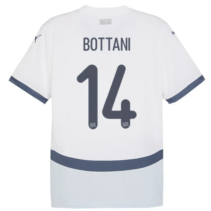 Danxen Mænd Schweiz Mattia Bottani #14 Hvid Udebane Spillertrøjer 24-26 Trøje T-Shirt