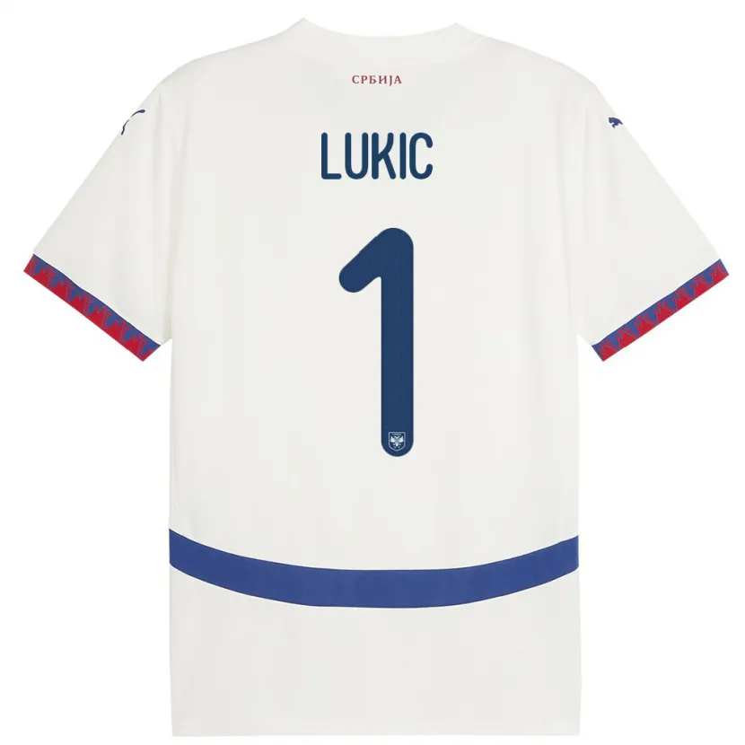 Danxen Mænd Serbien Ognjen Lukic #1 Hvid Udebane Spillertrøjer 24-26 Trøje T-Shirt