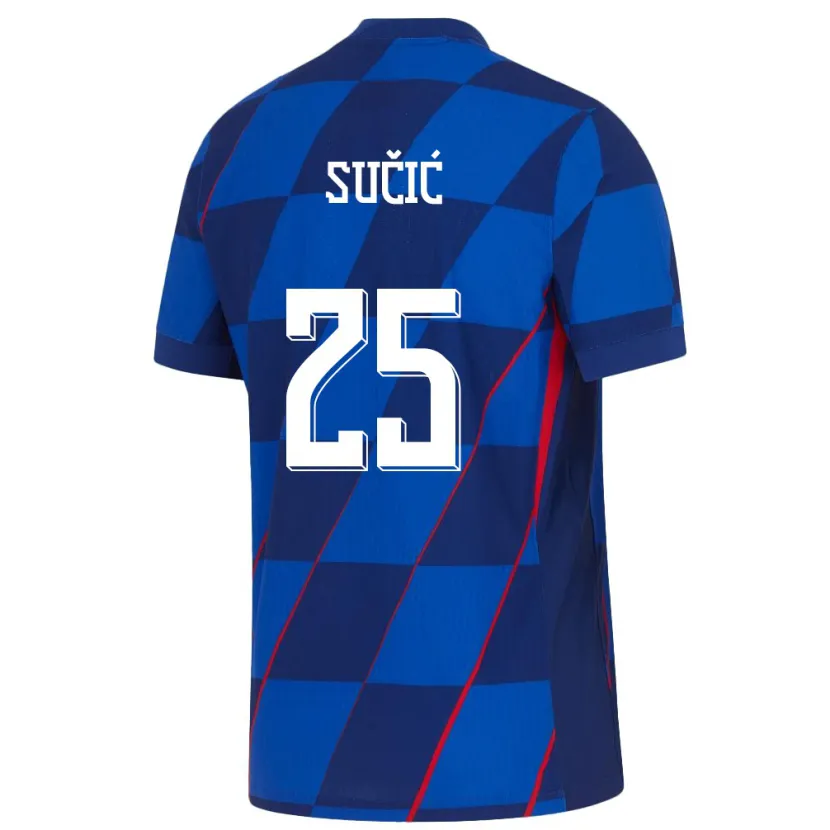 Danxen Mænd Kroatien Luka Sucic #25 Blå Udebane Spillertrøjer 24-26 Trøje T-Shirt