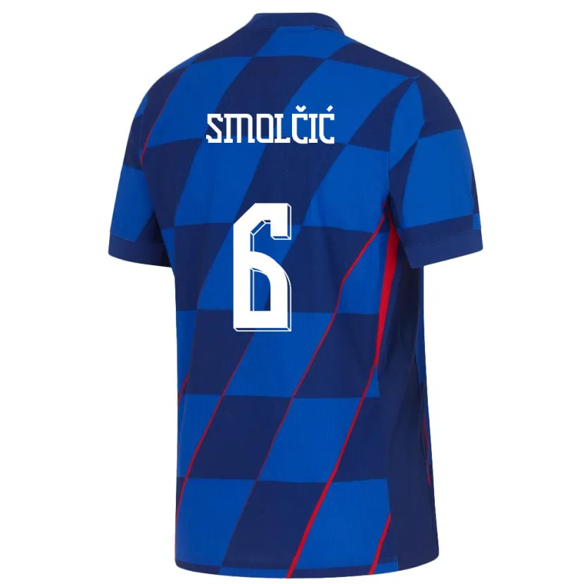 Danxen Mænd Kroatien Hrvoje Smolcic #6 Blå Udebane Spillertrøjer 24-26 Trøje T-Shirt