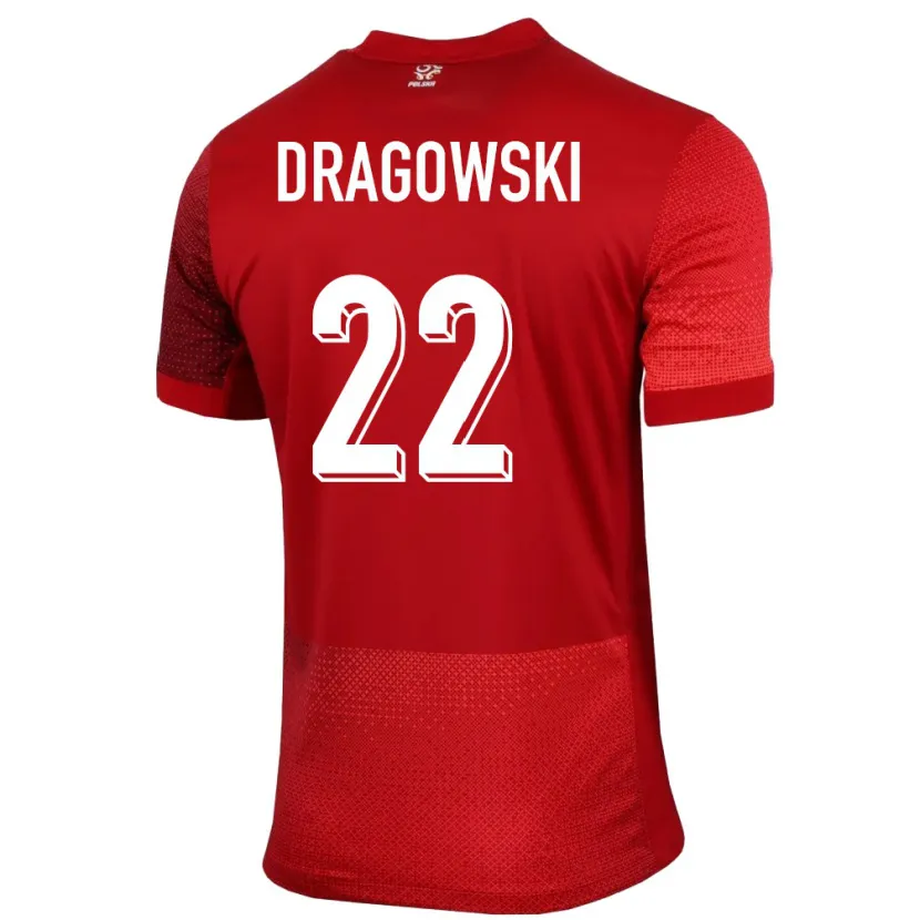 Danxen Mænd Polen Bartlomiej Dragowski #22 Rød Udebane Spillertrøjer 24-26 Trøje T-Shirt
