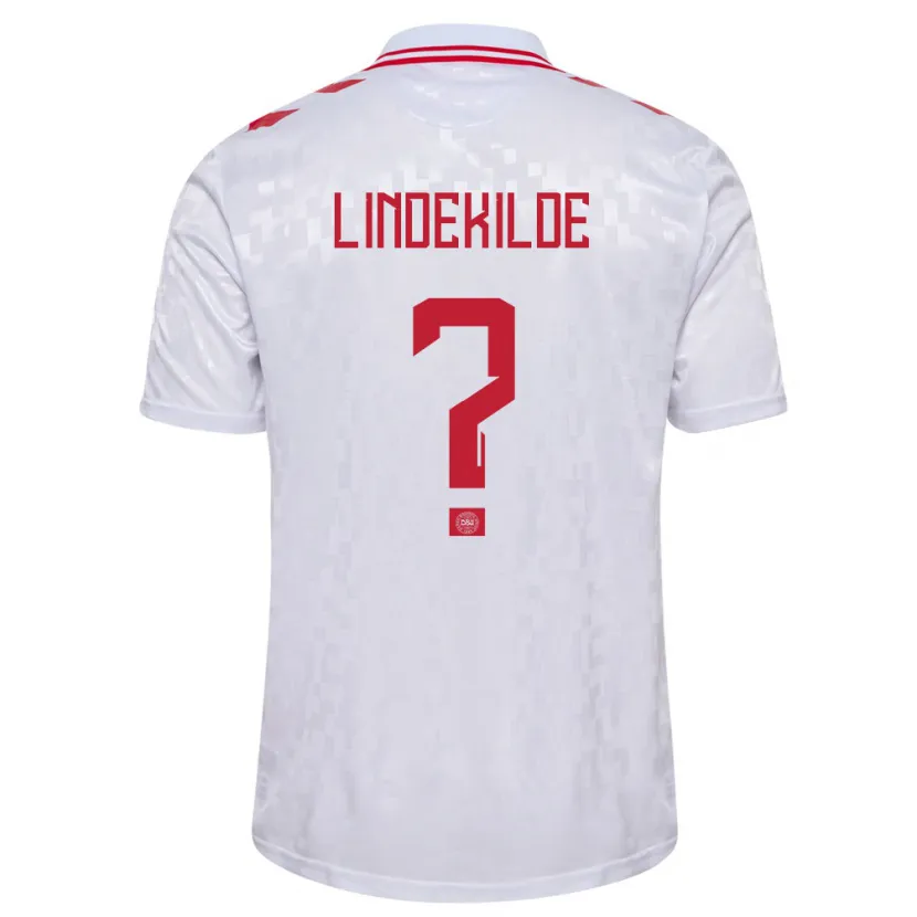 Danxen Mænd Danmark Jonatan Lindekilde #0 Hvid Udebane Spillertrøjer 24-26 Trøje T-Shirt