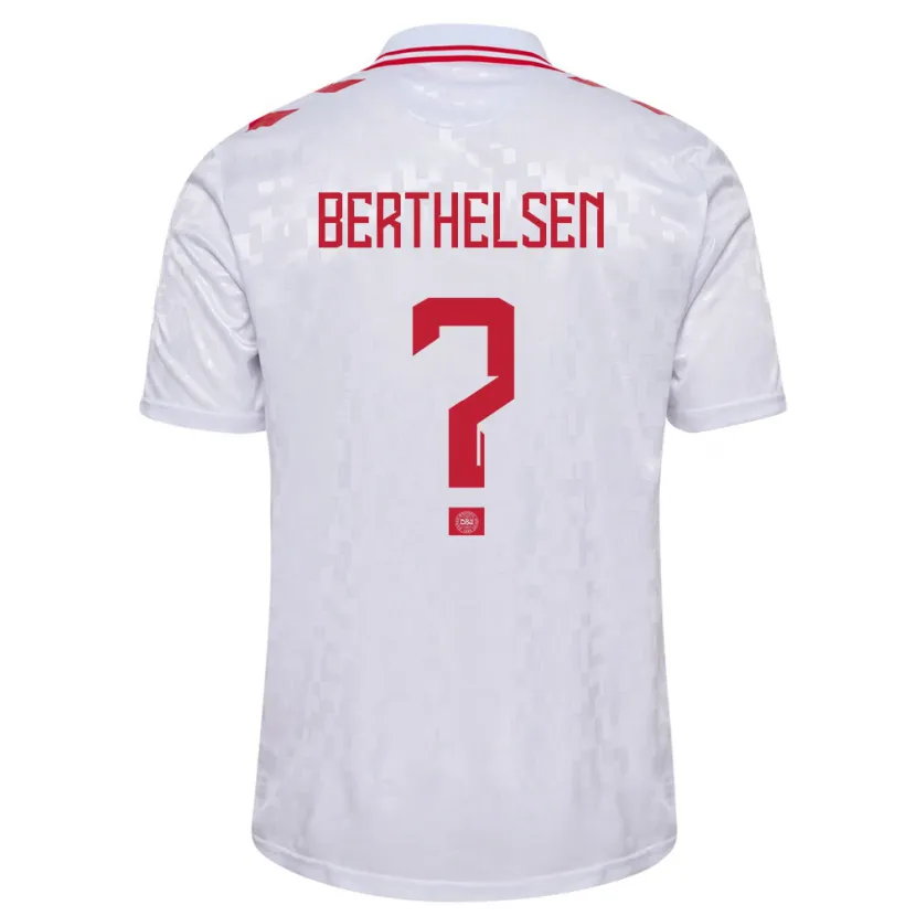 Danxen Mænd Danmark Villum Berthelsen #0 Hvid Udebane Spillertrøjer 24-26 Trøje T-Shirt