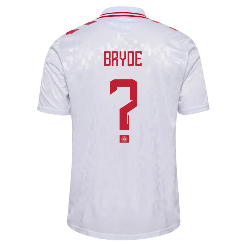 Danxen Mænd Danmark Lucas Bryde #0 Hvid Udebane Spillertrøjer 24-26 Trøje T-Shirt