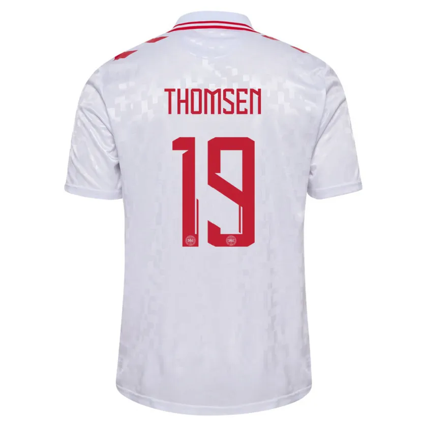 Danxen Mænd Danmark Janni Thomsen #19 Hvid Udebane Spillertrøjer 24-26 Trøje T-Shirt
