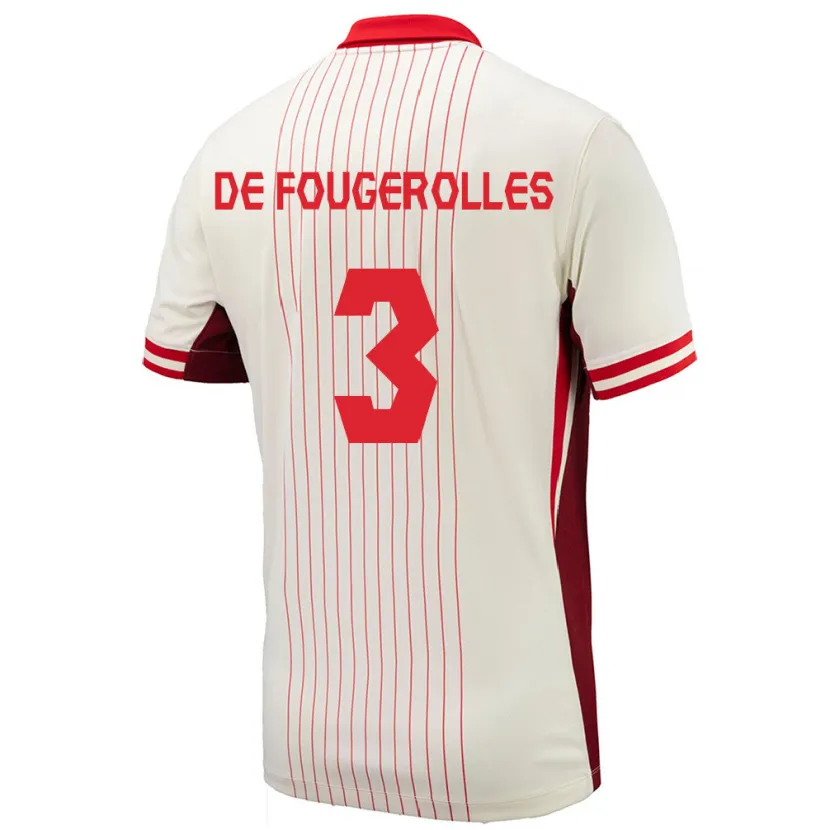 Danxen Mænd Canada Luc De Fougerolles #3 Hvid Udebane Spillertrøjer 24-26 Trøje T-Shirt