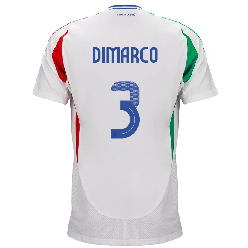 Danxen Mænd Italien Federico Dimarco #3 Hvid Udebane Spillertrøjer 24-26 Trøje T-Shirt