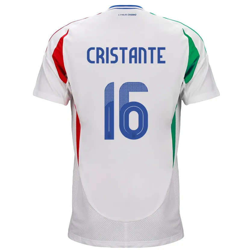 Danxen Mænd Italien Bryan Cristante #16 Hvid Udebane Spillertrøjer 24-26 Trøje T-Shirt