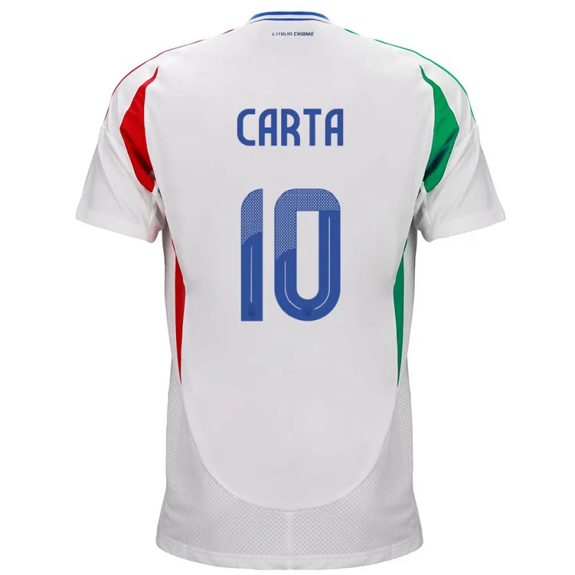 Danxen Mænd Italien Antonella Carta #10 Hvid Udebane Spillertrøjer 24-26 Trøje T-Shirt