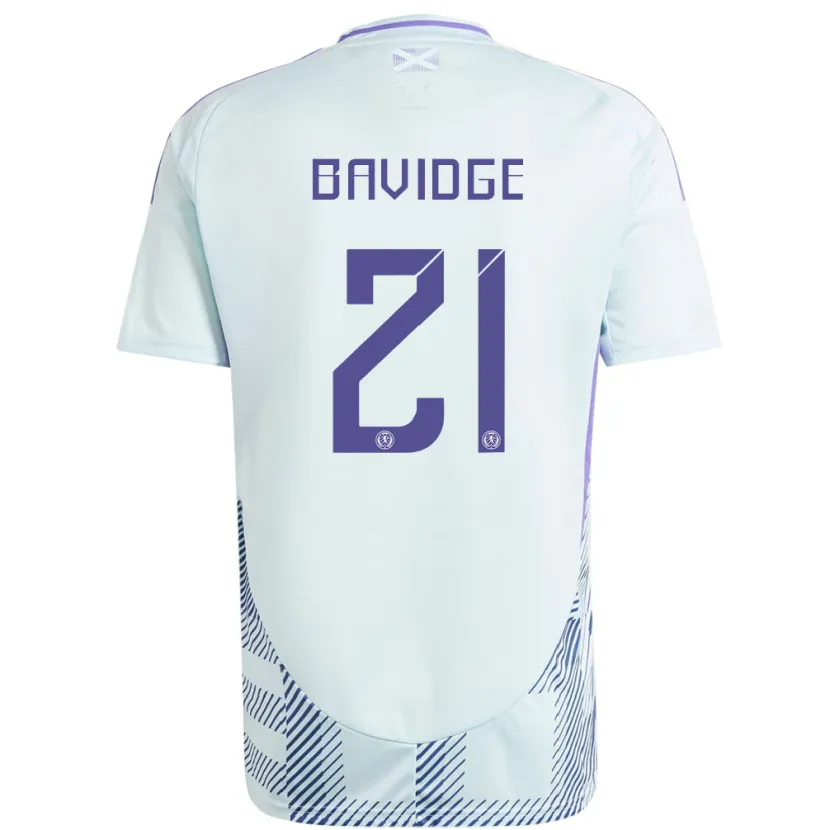 Danxen Mænd Skotland Alfie Bavidge #21 Lys Mynteblå Udebane Spillertrøjer 24-26 Trøje T-Shirt