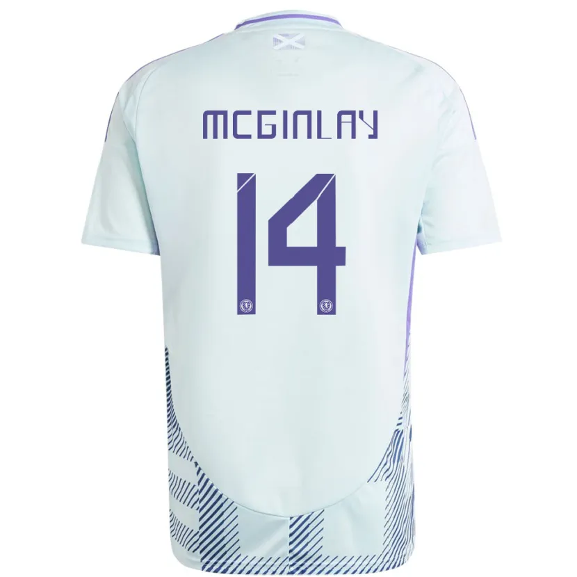 Danxen Mænd Skotland Aiden Mcginlay #14 Lys Mynteblå Udebane Spillertrøjer 24-26 Trøje T-Shirt