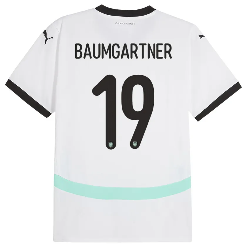 Danxen Mænd Østrig Christoph Baumgartner #19 Hvid Udebane Spillertrøjer 24-26 Trøje T-Shirt
