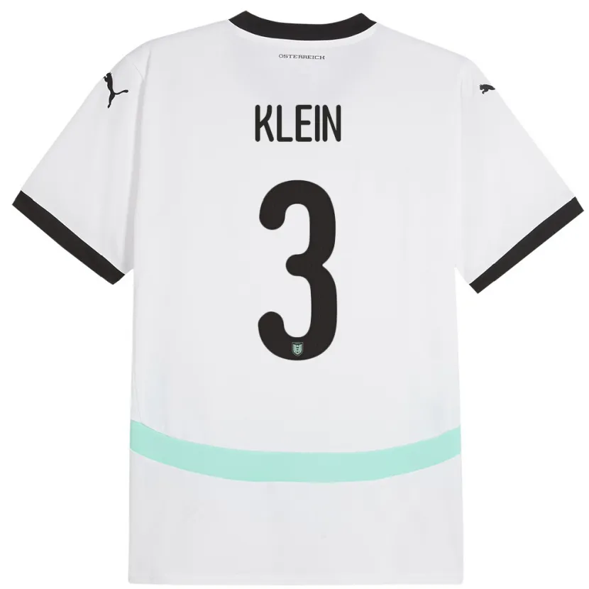 Danxen Mænd Østrig Jennifer Klein #3 Hvid Udebane Spillertrøjer 24-26 Trøje T-Shirt