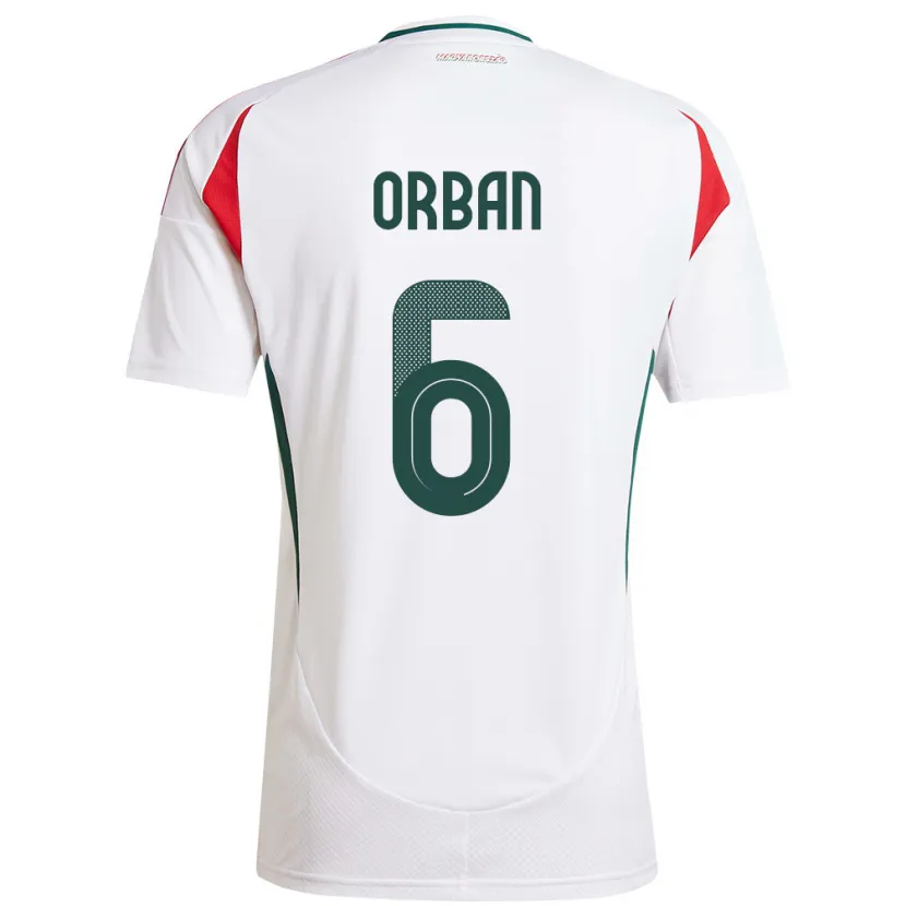 Danxen Mænd Ungarn Willi Orbán #6 Hvid Udebane Spillertrøjer 24-26 Trøje T-Shirt