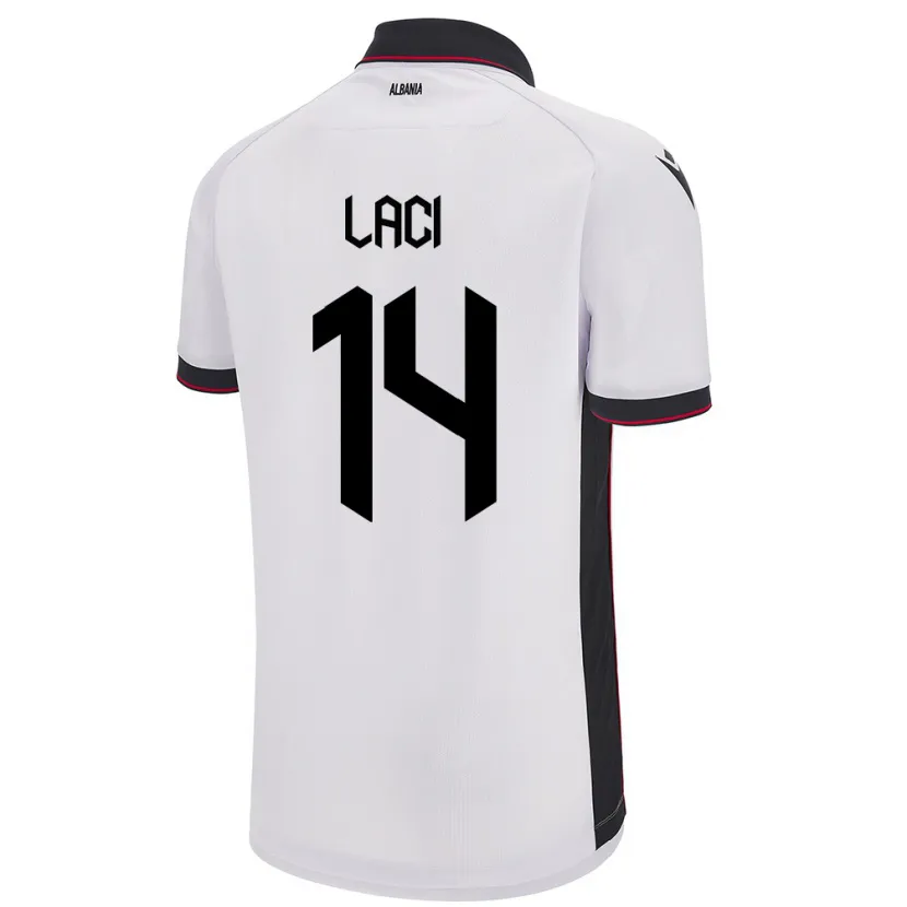 Danxen Mænd Albanien Qazim Laci #14 Hvid Udebane Spillertrøjer 24-26 Trøje T-Shirt
