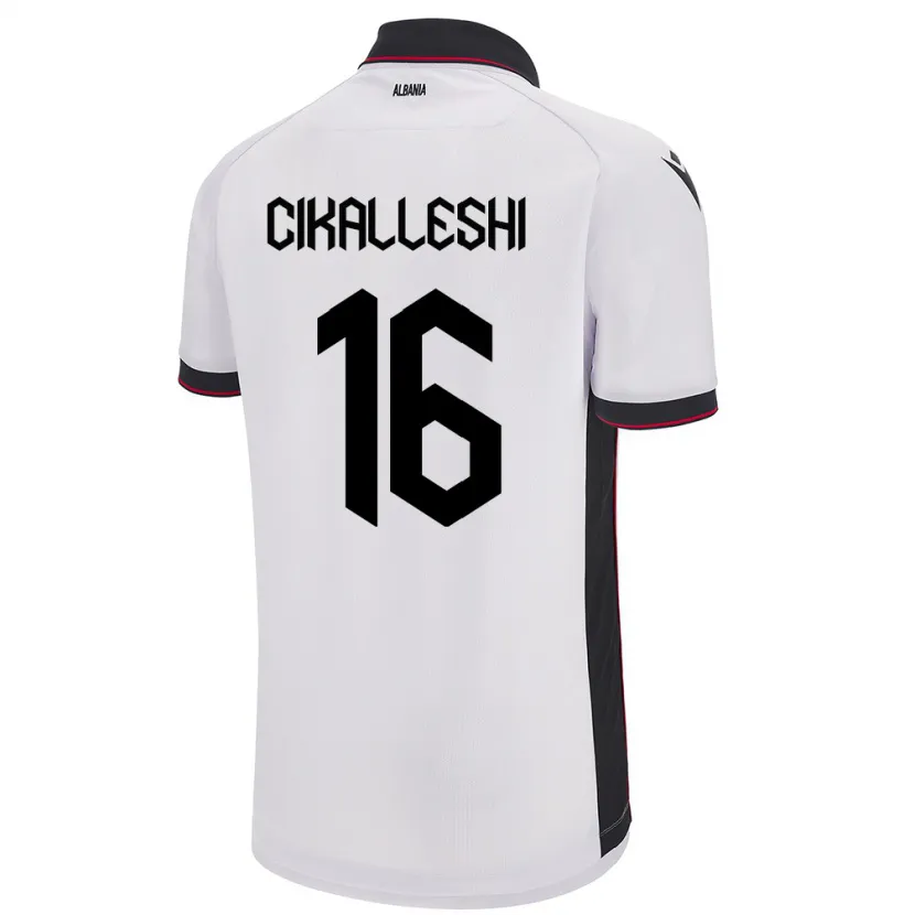 Danxen Mænd Albanien Sokol Cikalleshi #16 Hvid Udebane Spillertrøjer 24-26 Trøje T-Shirt