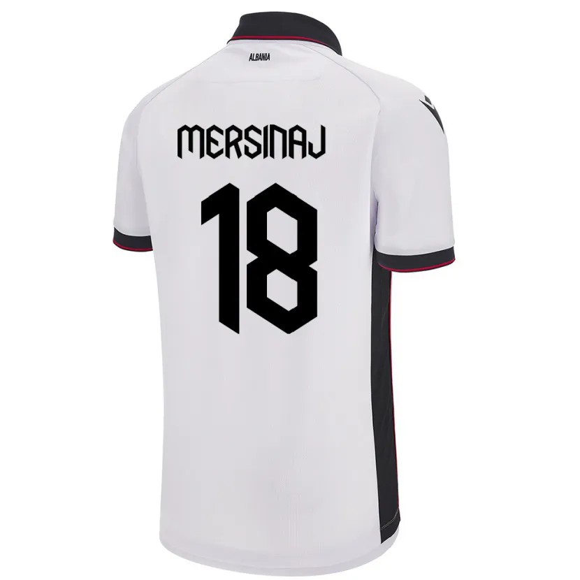 Danxen Mænd Albanien Jon Mersinaj #18 Hvid Udebane Spillertrøjer 24-26 Trøje T-Shirt