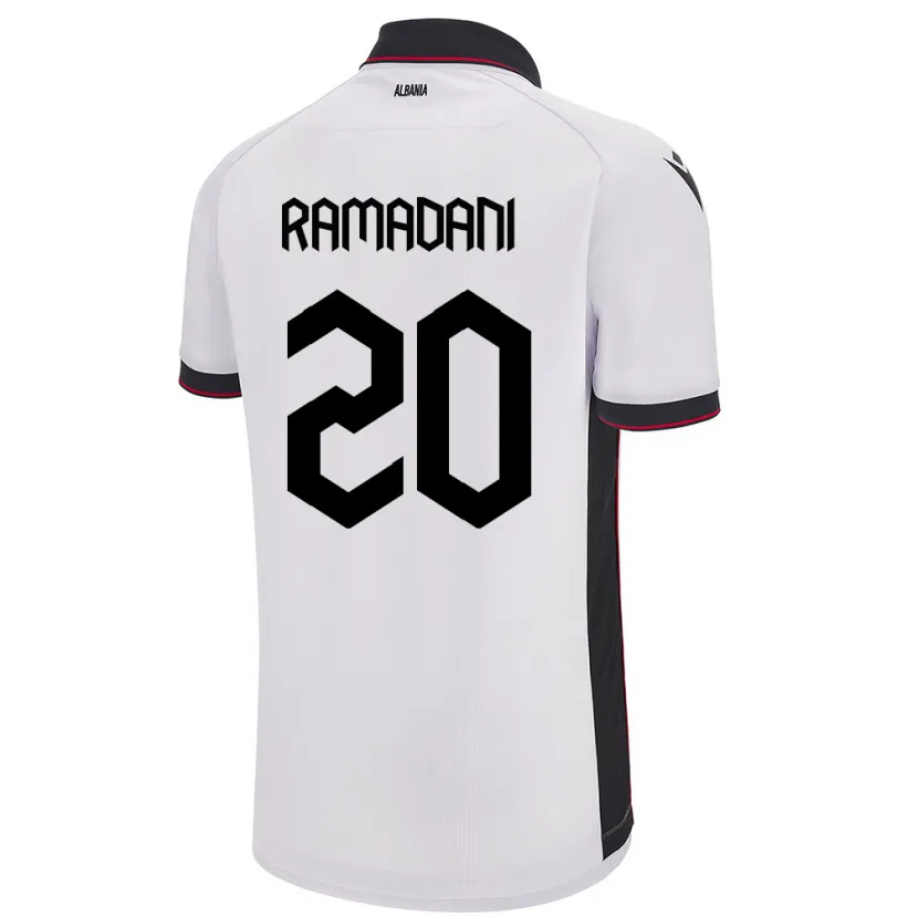Danxen Mænd Albanien Ylber Ramadani #20 Hvid Udebane Spillertrøjer 24-26 Trøje T-Shirt