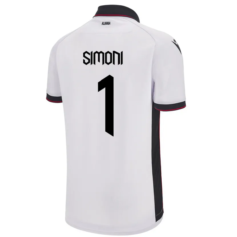 Danxen Mænd Albanien Simon Simoni #1 Hvid Udebane Spillertrøjer 24-26 Trøje T-Shirt