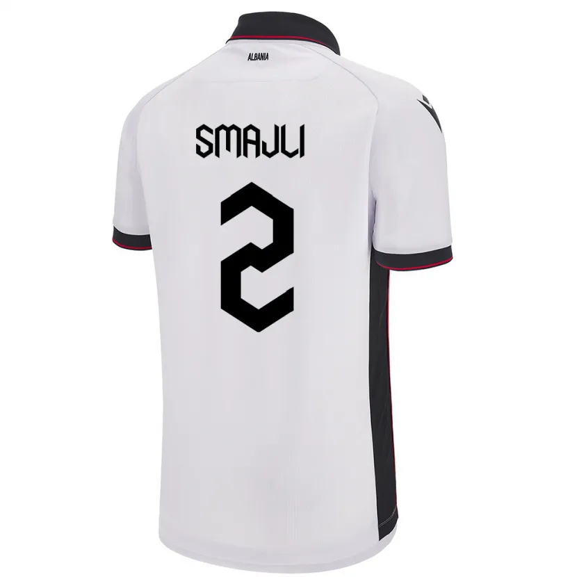 Danxen Mænd Albanien Geralb Smajli #2 Hvid Udebane Spillertrøjer 24-26 Trøje T-Shirt